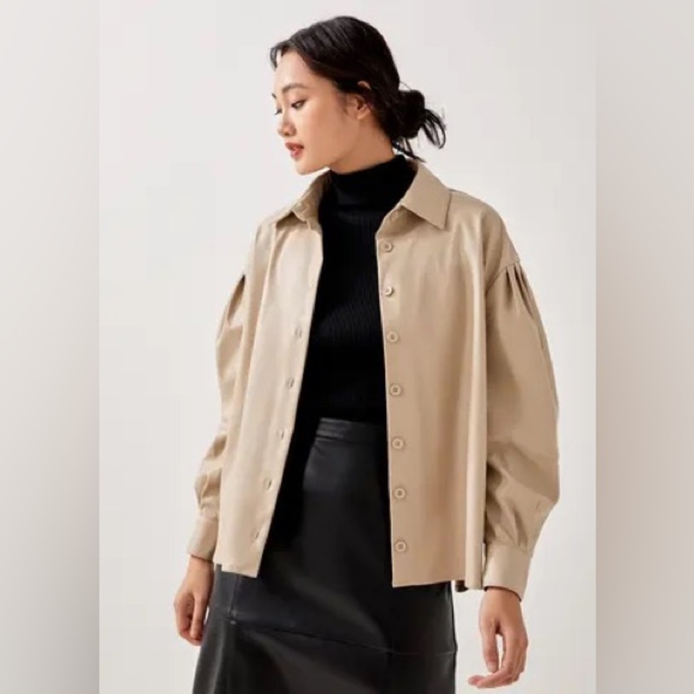 Love Bonito Lissie Pleather Puff Sleeve Shirt - Picture 12 of 15